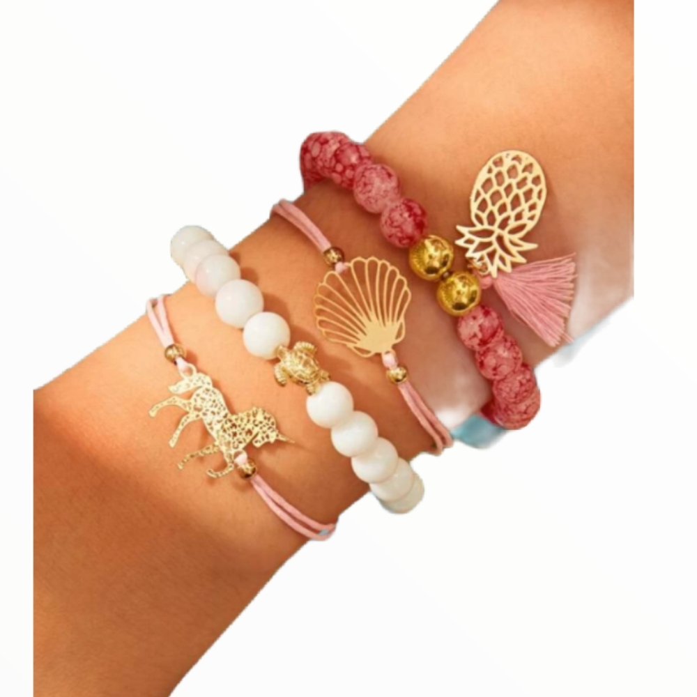 Beaded and tassel charm bracelets